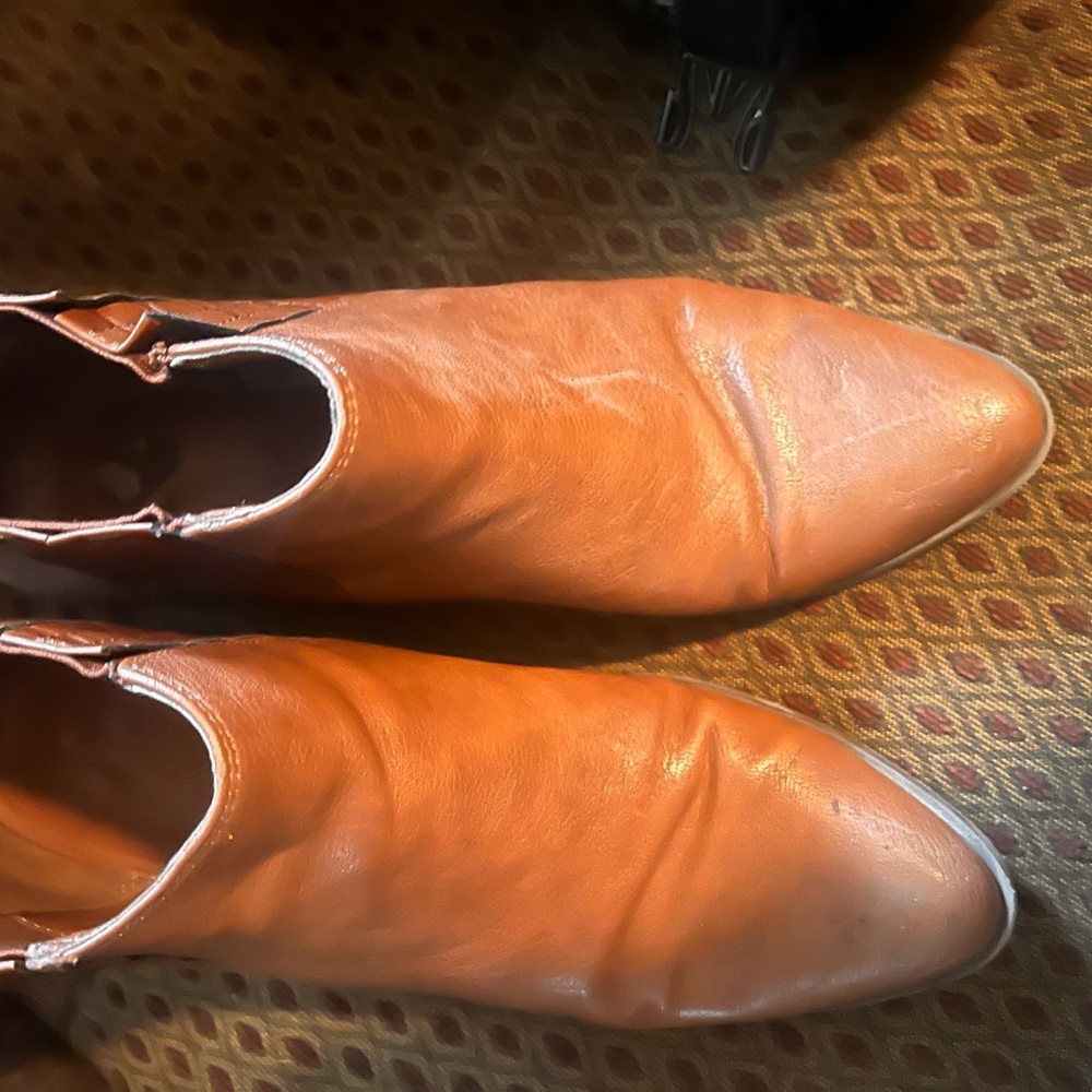 Nine West Orange-Brown Ankle Booties with Pointed Toe